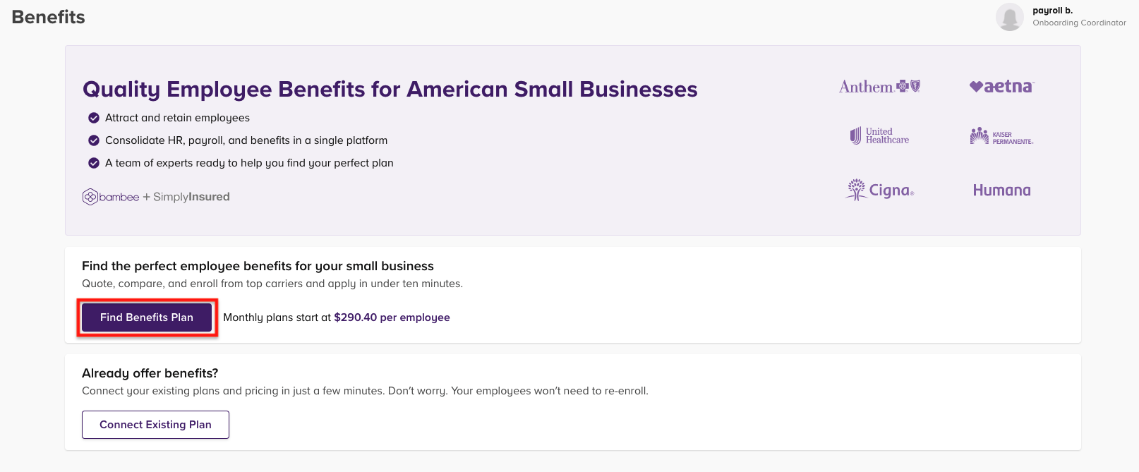 How to apply for a small group health insurance plan through Bambee?